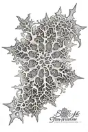 A snowflake morphing into a delicate neuron structure tattoo design idea