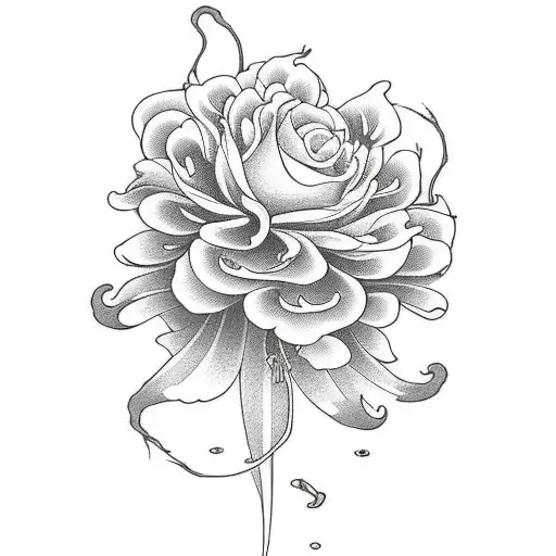japanese sleave with roses, water and spider lillies sleave tattoo design idea