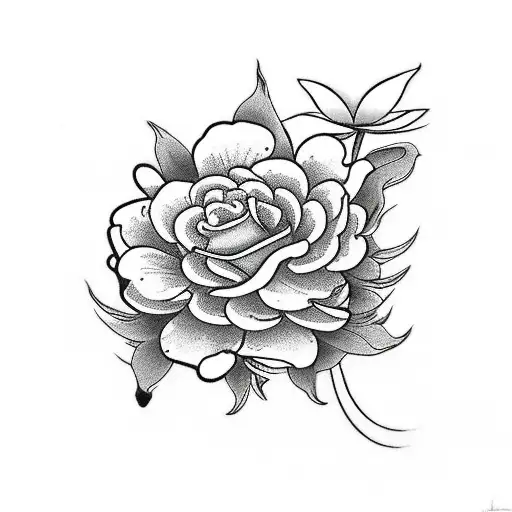 japanese sleave with roses, water and spider lillies tattoo design idea