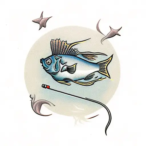 a fish smoking a cigarette  tattoo design idea