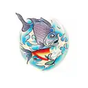 a fish smoking a cigarette  tattoo design idea