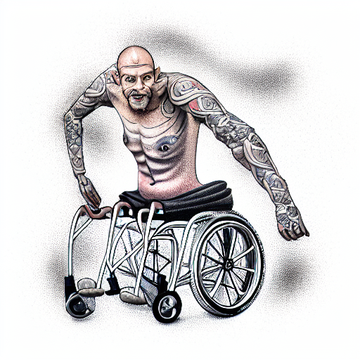 Disabled man in wheelchair tattoo design idea