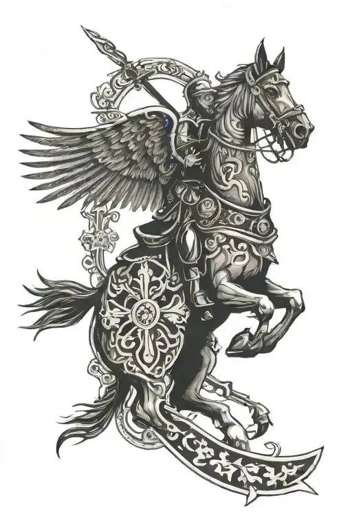 polish winged hussar Irish Catholic cross  tattoo design idea