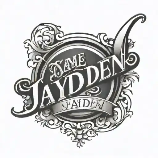 name jayden written vertically mens forearm tattoo design idea