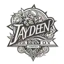name jayden written vertically mens forearm tattoo design idea