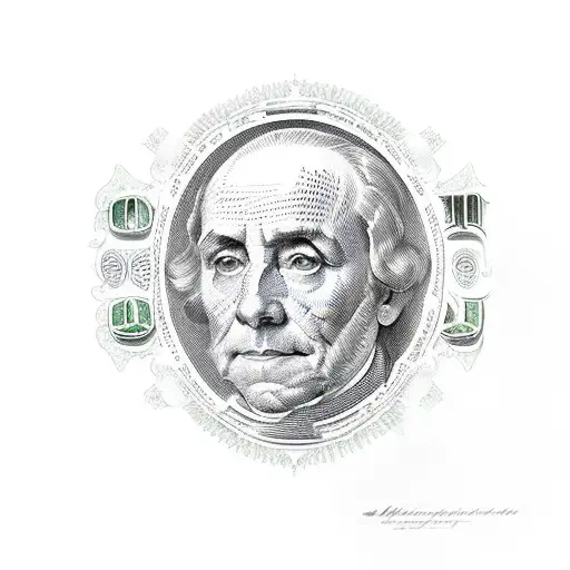 100 dollar bill rose on fire  tattoo design idea
