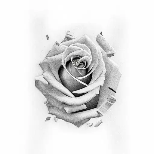 100 dollar bill rose on fire  tattoo design idea