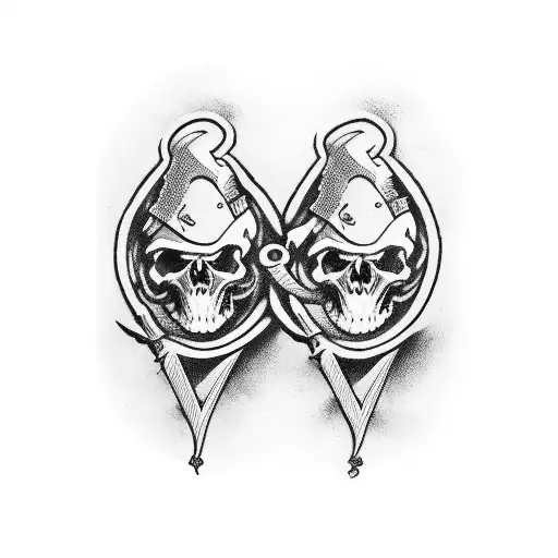 two muskets with pirate life written above tattoo design idea