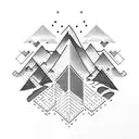 Binary code forming a mountain range tattoo design idea