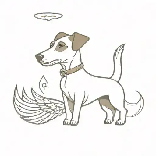 jack Russell  dog  with angel wings tattoo design idea