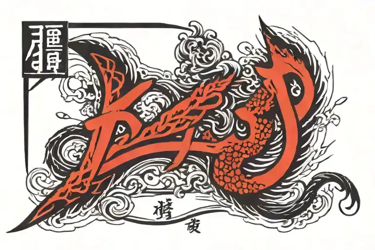 balance between death and life in japanese kanji tattoo design idea