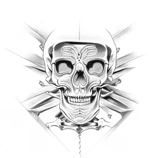 skeleton and steering wheel tattoo design idea