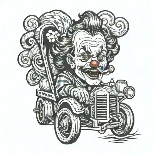 emit kelly clown with semi truck details intertwined  tattoo design idea