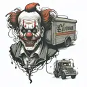 clown with semi truck details intertwined  tattoo design idea