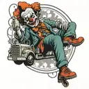 clown with semi truck details intertwined  tattoo design idea
