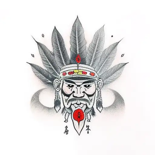 Japanese Chief Wahoo Tattoo Idea - BlackInk AI