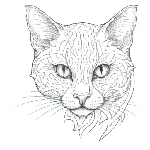 head of a white cat with big eyes tattoo design idea