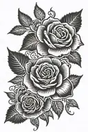 Melithza name with rose in cursive writing tattoo design idea