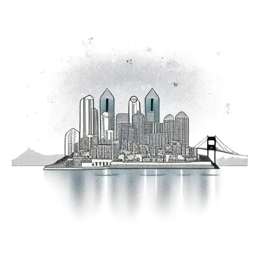 A poker table set against the beautiful skyline of Salvador-BA, Brazil tattoo design idea