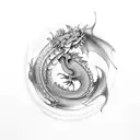 koi fish with dragon bottom half tattoo design idea