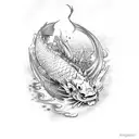 koi fish with dragon bottom half tattoo design idea