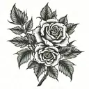 the name "ibukun" with thorns like a rose bush branch long tattoo design idea