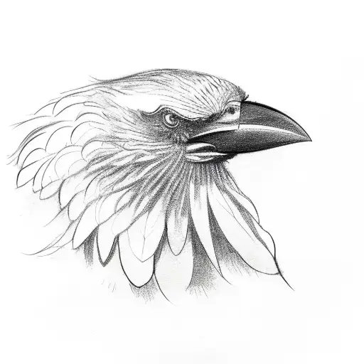 Crow head from side view screaming tattoo design idea