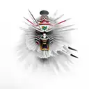 Crow head from side view screaming in style of japanese art tattoo design idea