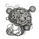 Abstract brain with tangled wires and gears, representing the complexity of OCD and overthinking tattoo design idea