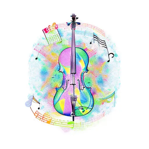 A cello made of musical notes and symbols tattoo design idea