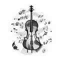 A cello made of musical notes and symbols tattoo design idea