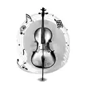 A cello made of musical notes and symbols tattoo design idea