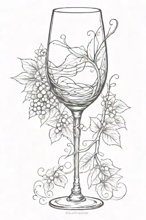 wine glass filled tattoo design idea