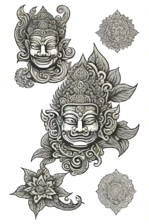 Cambodian elements symbolizing tattoo design idea