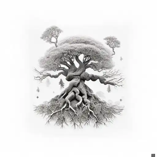 No tree can go to heaven unless it’s roots reach down to earth tattoo design idea