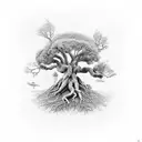 No tree can go to heaven unless it’s roots reach down to earth tattoo design idea