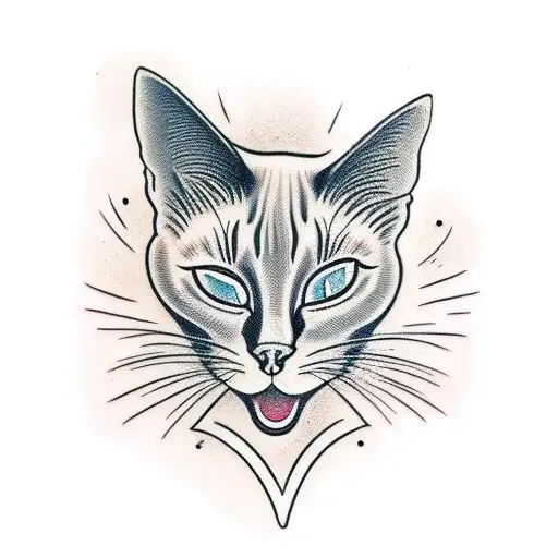 siamese cat sleeping tattoo design idea