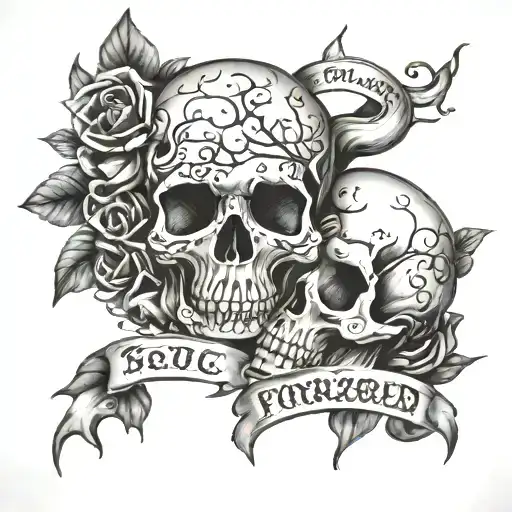 Tortured soul And progress not perfection and skulls  tattoo design idea
