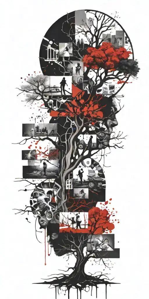 Trash Polka "Bankz Family Tree Intertwined..." Tattoo Idea BlackInk AI