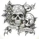 Tortured soul And progress not perfection and skulls  tattoo design idea