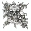Tortured soul And progress not perfection and skulls  tattoo design idea