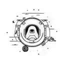 astronaut,  two planets ,chains, skeleton, tattoo design idea