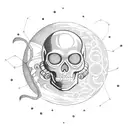 astronaut,  two planets ,chains, skeleton, tattoo design idea