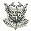 siamese twin head creapy monster  tattoo design idea