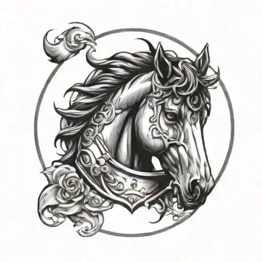 horsehead on round shield  tattoo design idea