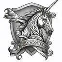horsehead on shield tattoo design idea