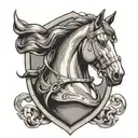 horsehead on shield tattoo design idea