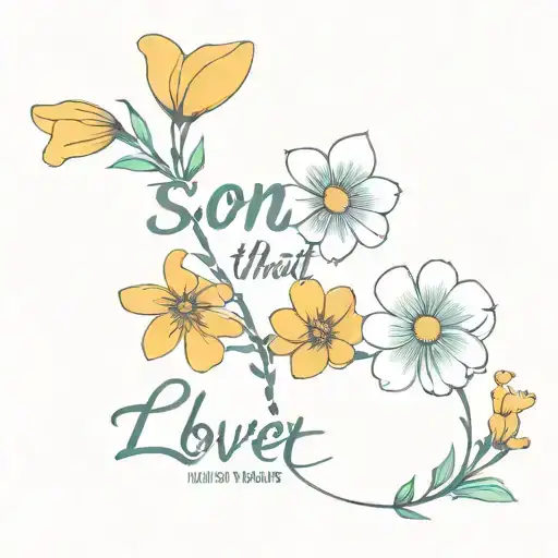 "Soon when that moment comes, I can say I did it all with love" typography with colorful flowers tattoo design idea