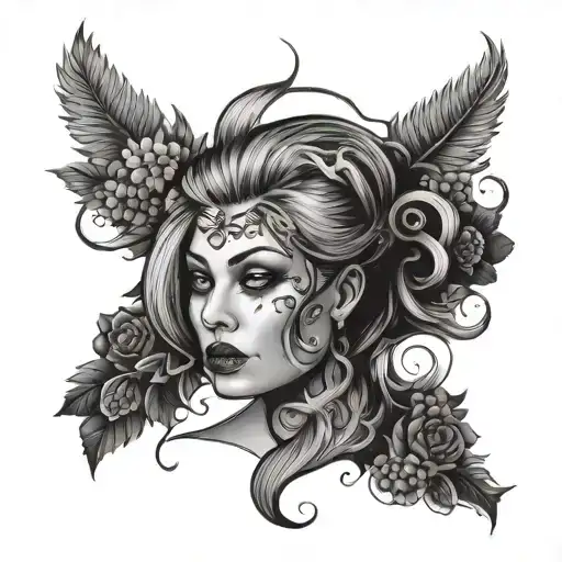 Germany Law wine hair modeling tattoo design idea