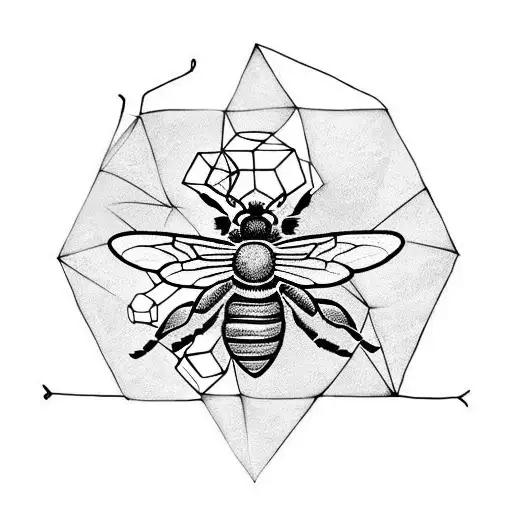 fierce flying bee breaking through a hexagon and incoporates the word SIPHU tattoo design idea